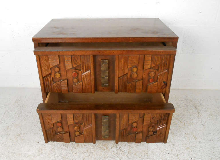 American Stylish Sculpted Front Nightstand For Sale