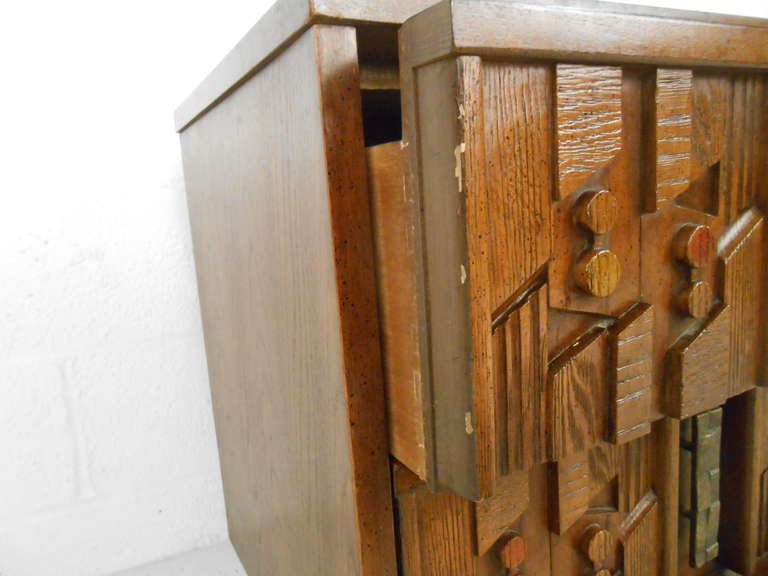 Walnut Stylish Sculpted Front Nightstand For Sale