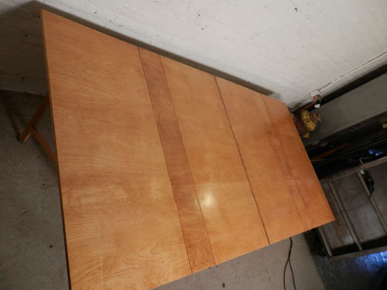 Mid-Century Modern Massive Mid-Century Maple Fold Out Dining Table