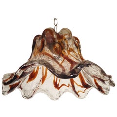 Sculpted Blown Glass Petal Lamp by Mazzega