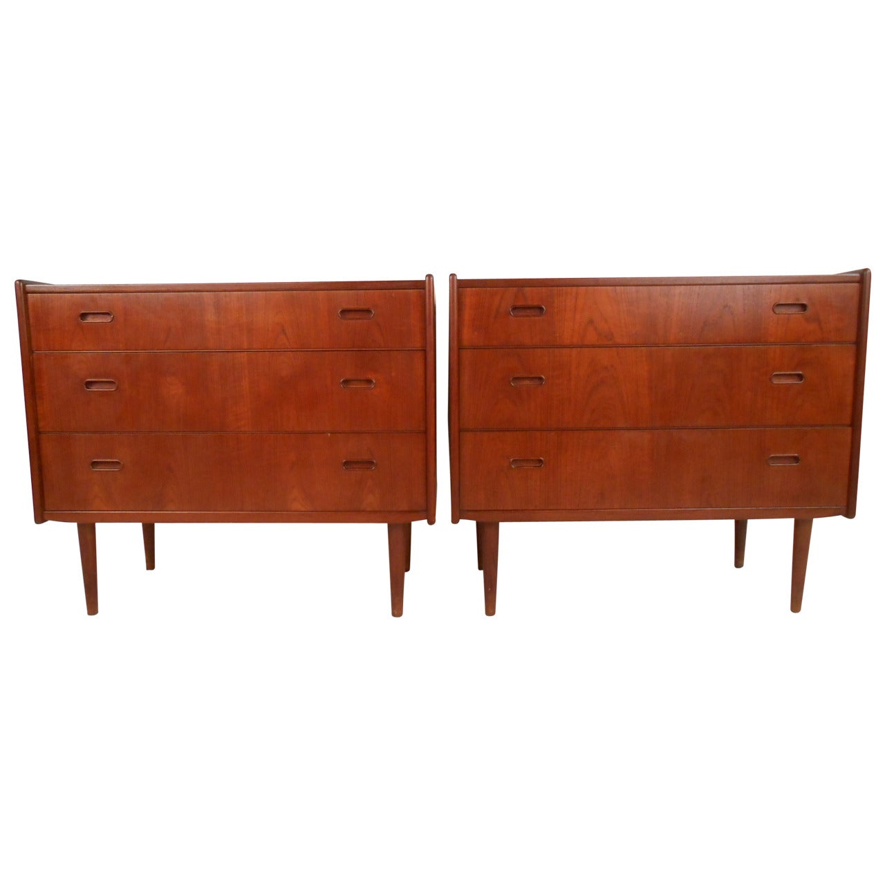 Pair MidCentury Teak Bedroom Dressers For Sale at 1stDibs