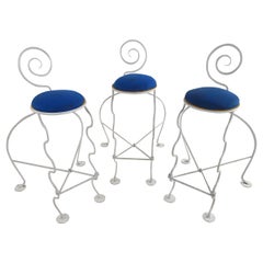 Set of Three Unique Mid-Century Modern Style Sculpted Rebar Stools