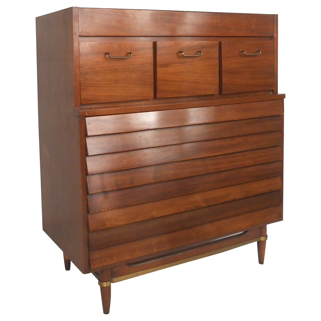 mid-century modern american of martinsville louvered highboy mid-century modern american of martinsville louvered highboy