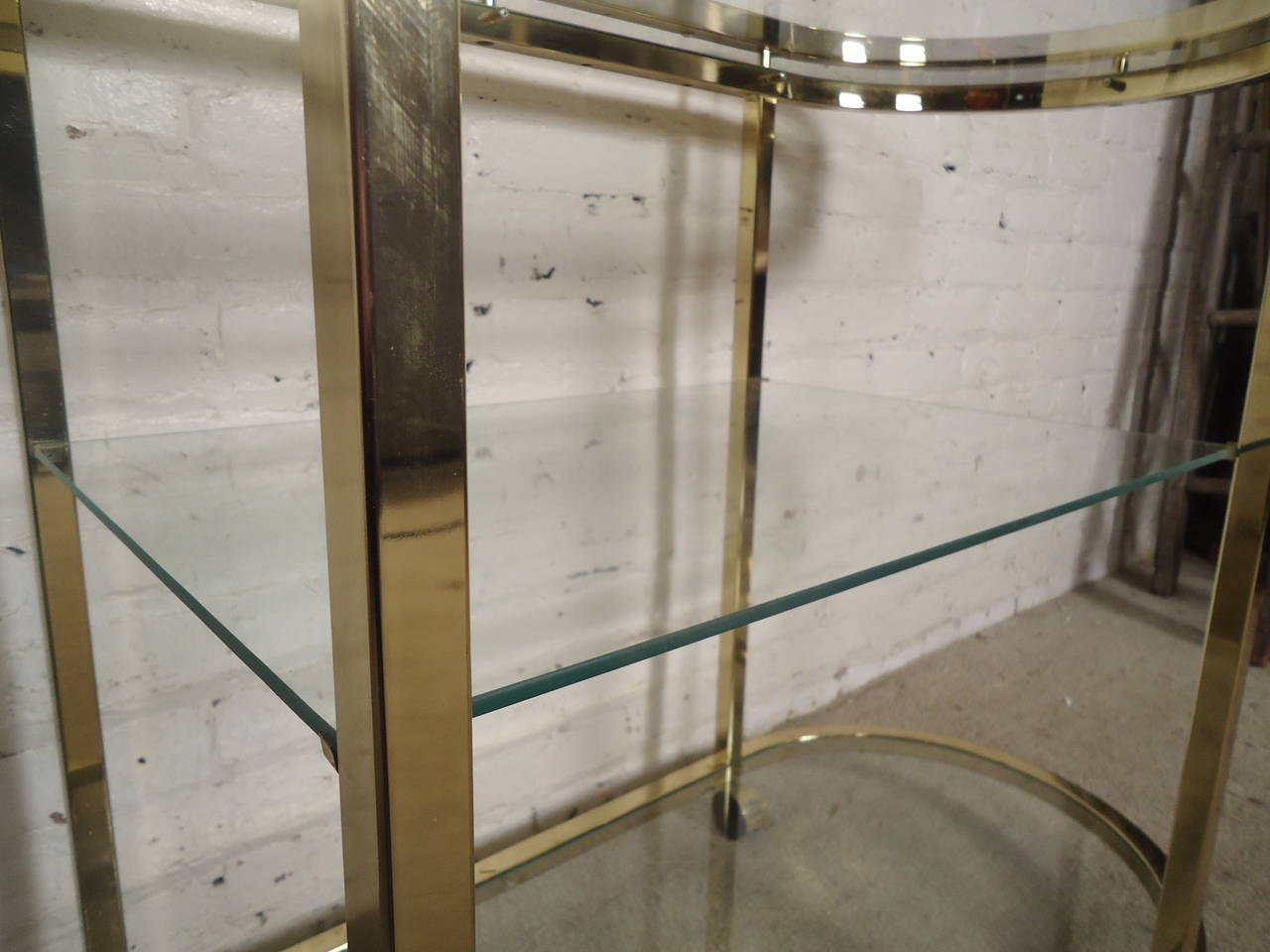 Mid-20th Century Mid-Century Modern Milo Baughman Three-Tier Brass and Glass Bar Cart