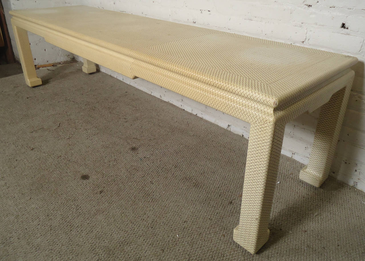 American Mid-Century Ivory Color Console Table by Karl Springer For Sale