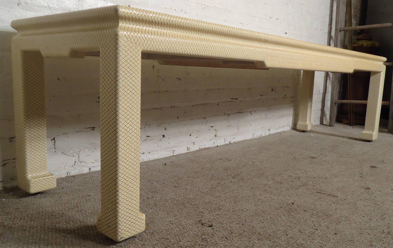 Mid-Century Ivory Color Console Table by Karl Springer In Good Condition For Sale In Brooklyn, NY