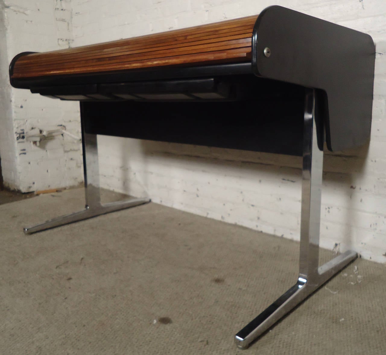 American Striking Mid-Century Modern George Nelson Roll Top Desk