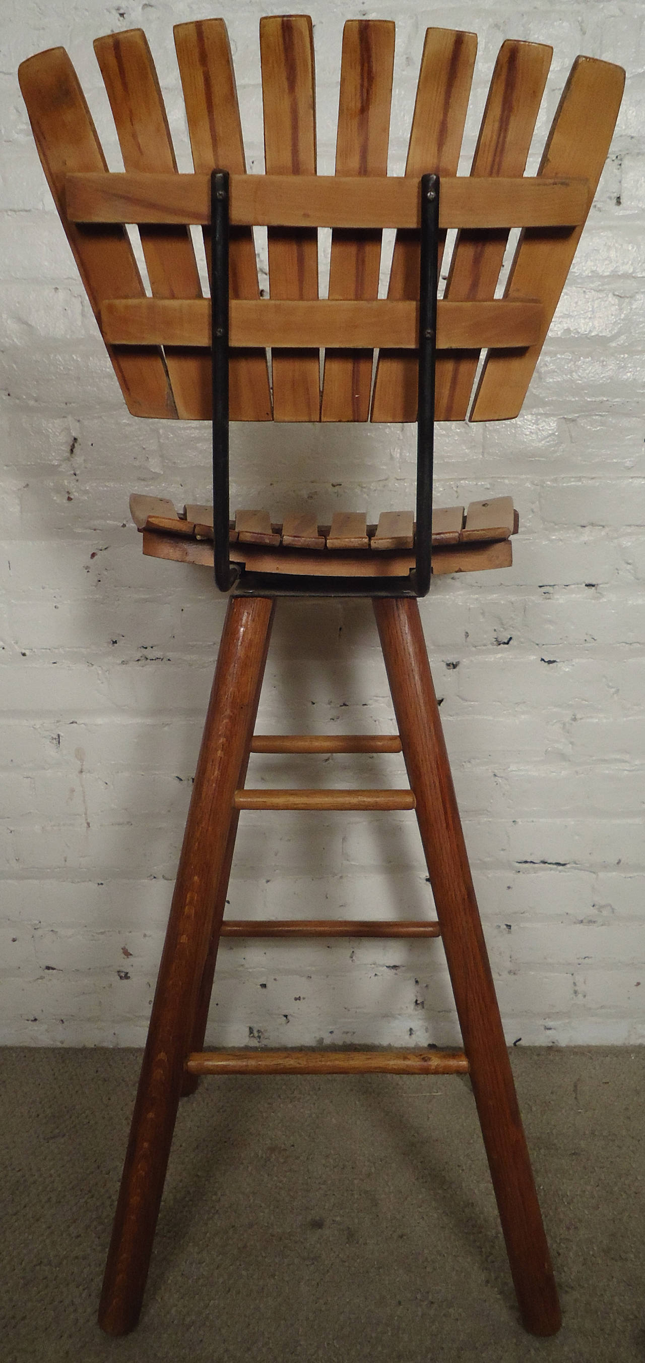 Mid-Century Slat Stool in the Manner of Arthur Umanoff In Good Condition In Brooklyn, NY