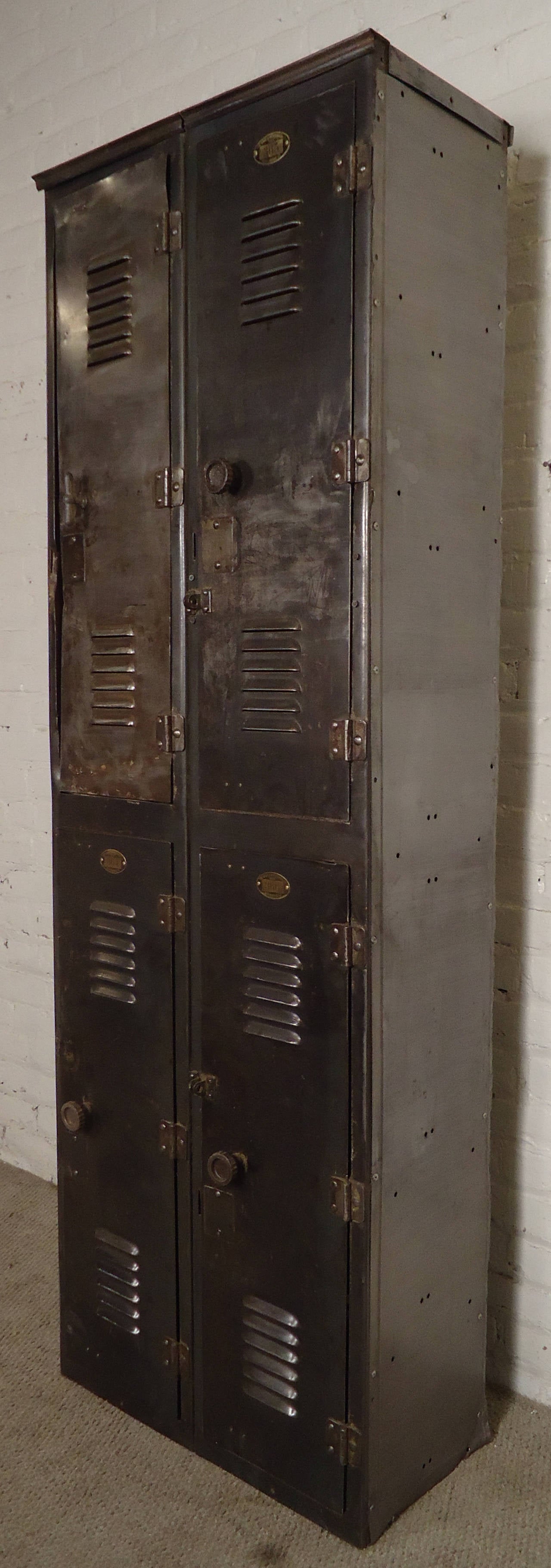 Early Industrial Four Door Locker Unit By The Hart & Hutchinson Co. 1