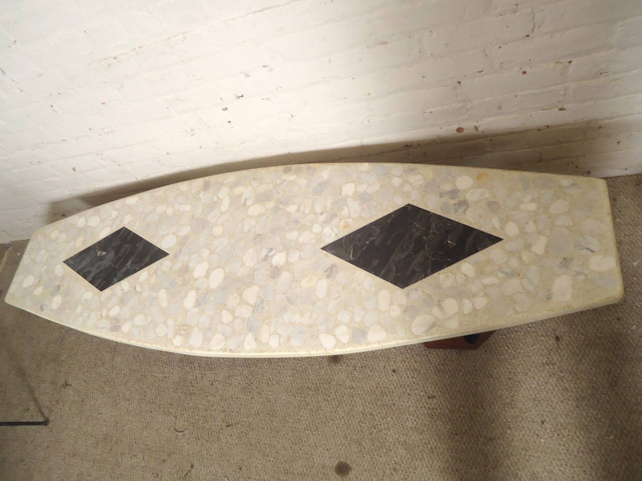 Carved Sculptural Walnut and Terrazzo Coffee Table by Harvey Probber For Sale