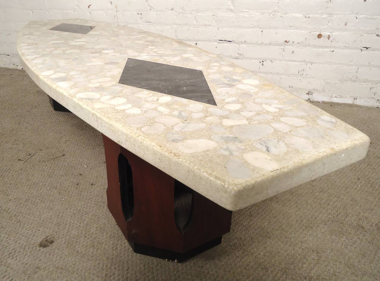 Sculptural Walnut and Terrazzo Coffee Table by Harvey Probber For Sale 1