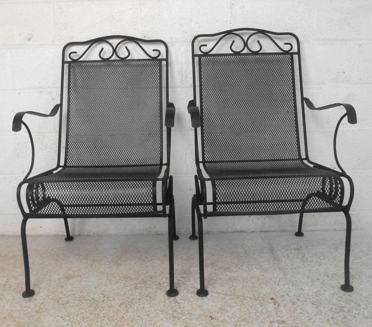 Modern Set of Ornate Cast Iron Patio Chairs