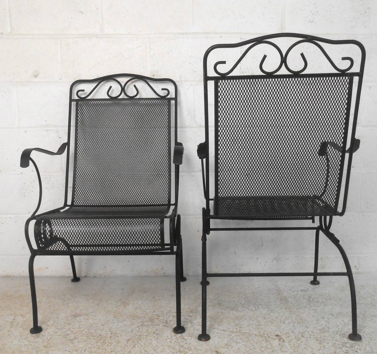 Contemporary Set of Ornate Cast Iron Patio Chairs