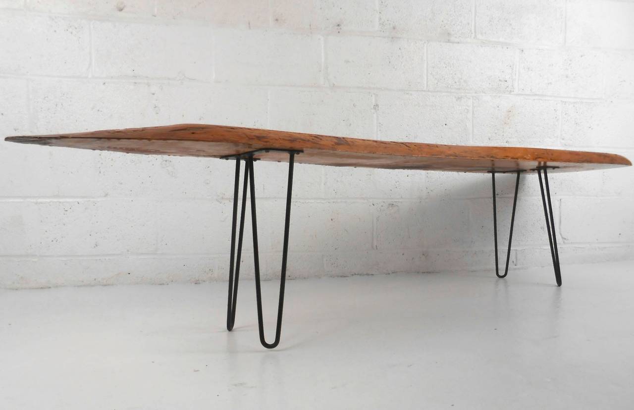 Late 20th Century Unique Mid-Century Modern Freeform Tree Slab Coffee Table For Sale