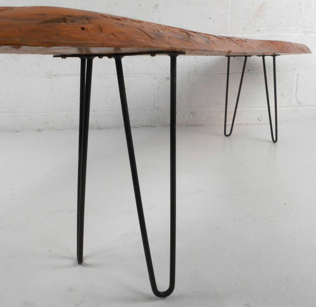 Unique Mid-Century Modern Freeform Tree Slab Coffee Table For Sale 3