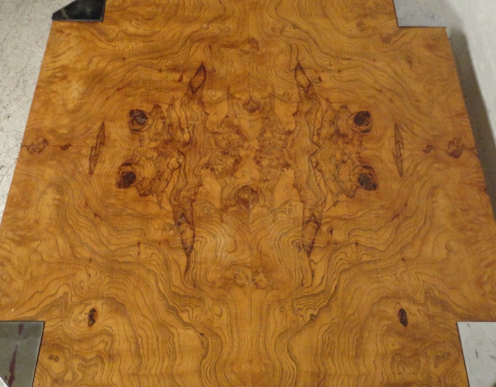 American Milo Baughman Mid-Century Burl Wood Coffee Table