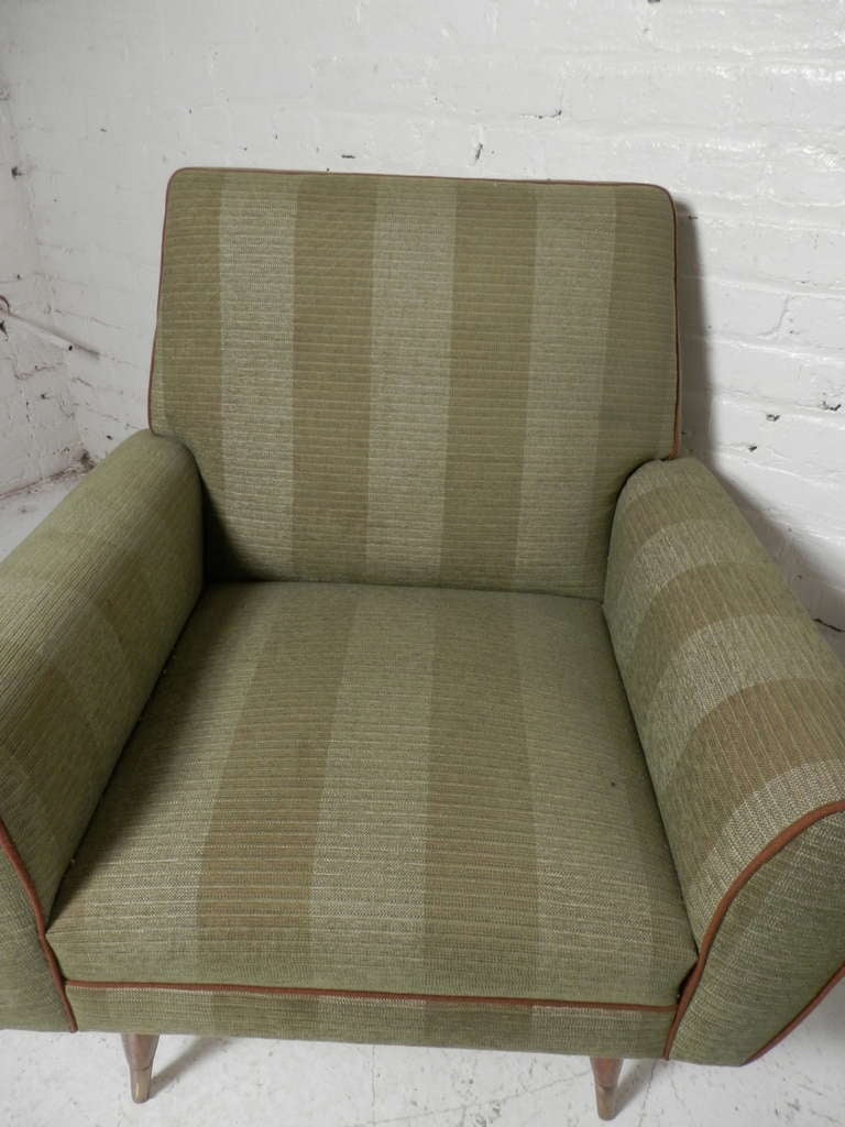 Fabric Pair of Mid-Century Club Chairs