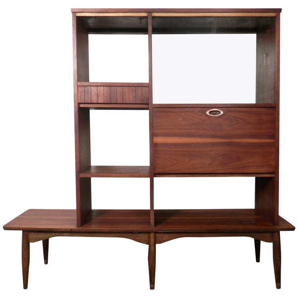 Attractive Mid-Century Walnut Room Divider