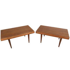 Pair George Nelson Style Slat Benches