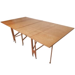 Massive Mid-Century Maple Fold Out Dining Table