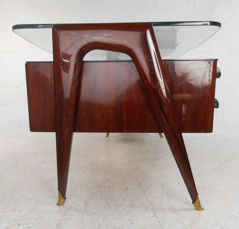 Brass Mid-Century Executive Desk by Dassi