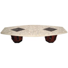 Vintage Sculptural Walnut and Terrazzo Coffee Table by Harvey Probber
