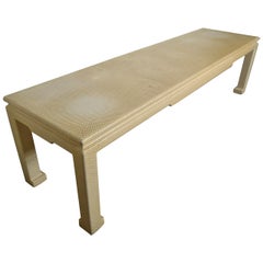Mesa consola de mediados de siglo en color marfil de Karl Springer