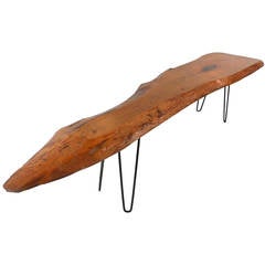 Unique Mid-Century Modern Free Form Tree Slab Coffee Table 9