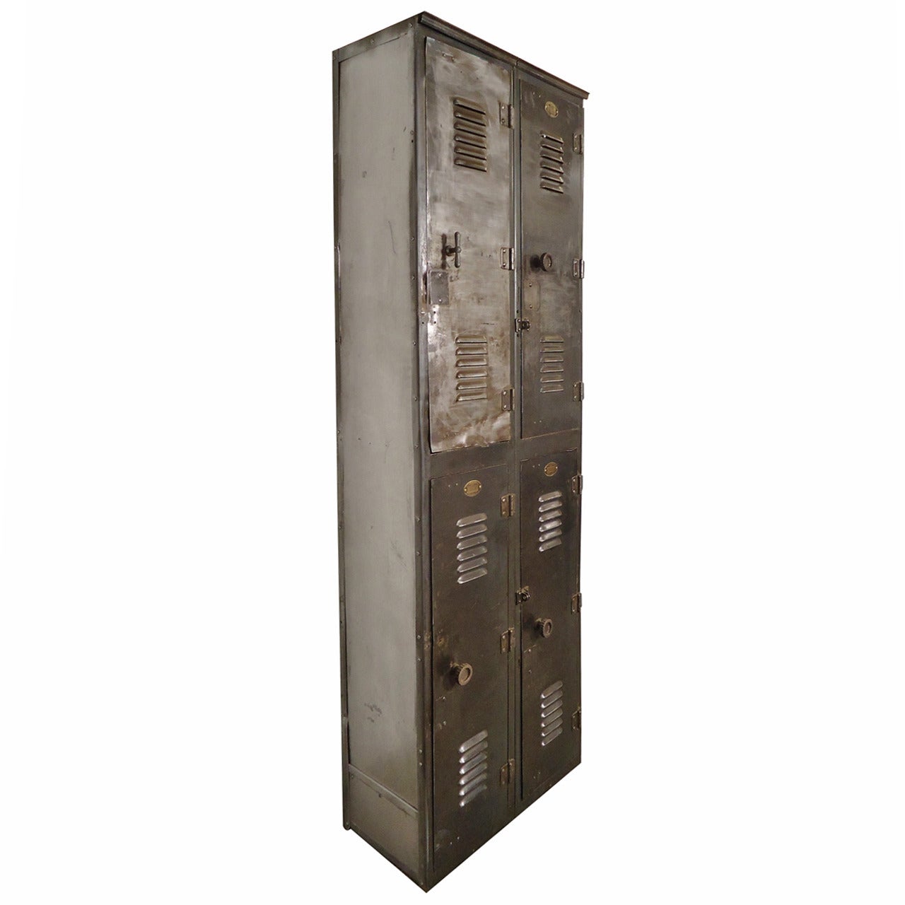 Early Industrial Four Door Locker Unit By The Hart & Hutchinson Co.