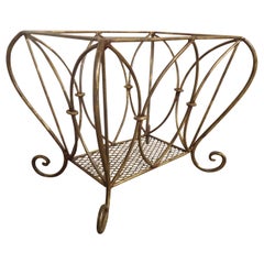 Hollywood Regency Style Wrought Iron Basket