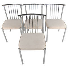 Set of Unique Mid-Century Modern Designer Chrome Dining Chairs