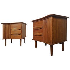 Distinct Mid-Century Modern Angled Top Nightstands