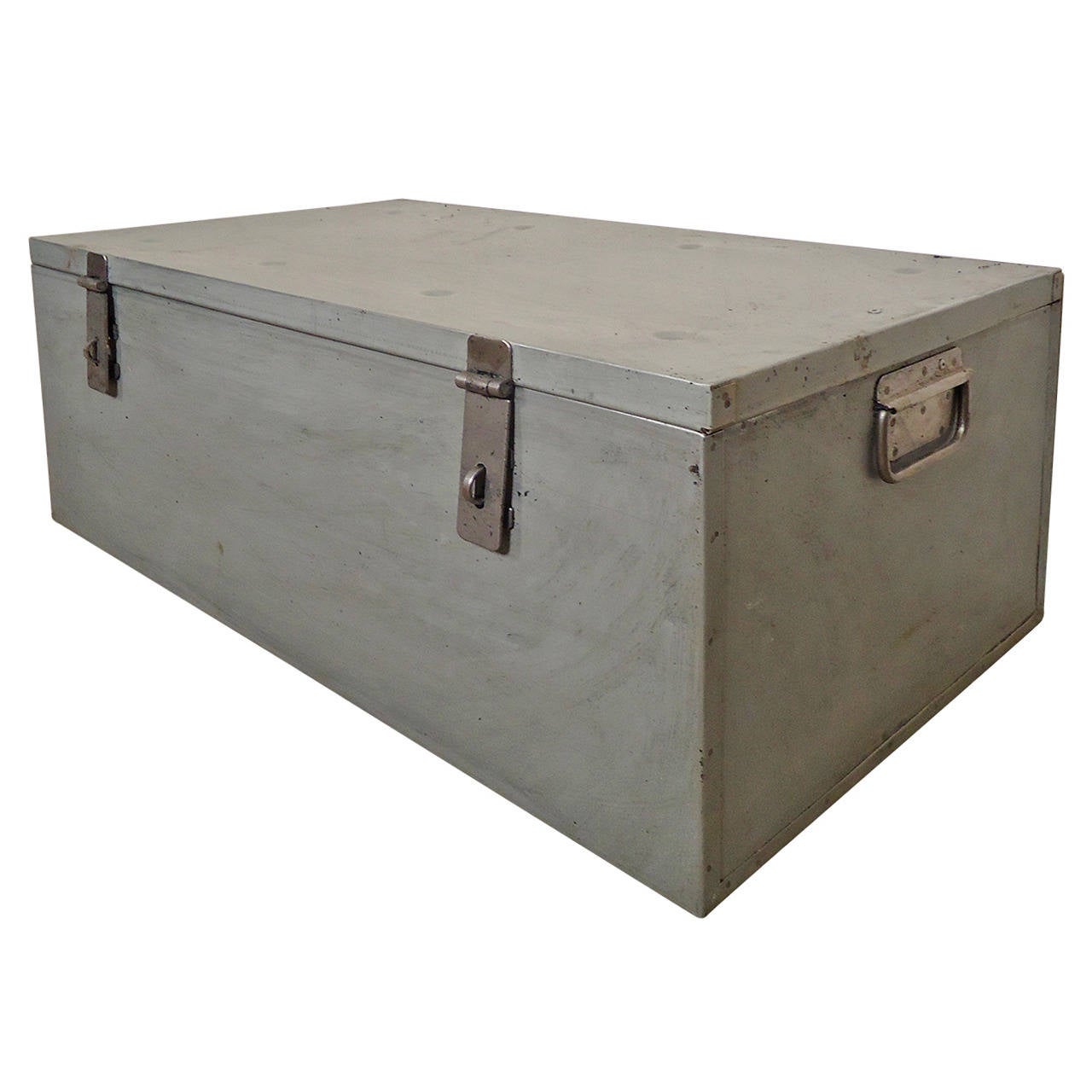 Industrial Metal Trunk at 1stdibs