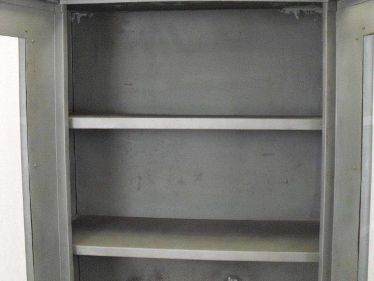 Industrial Two Door Glass Front Cabinet 4