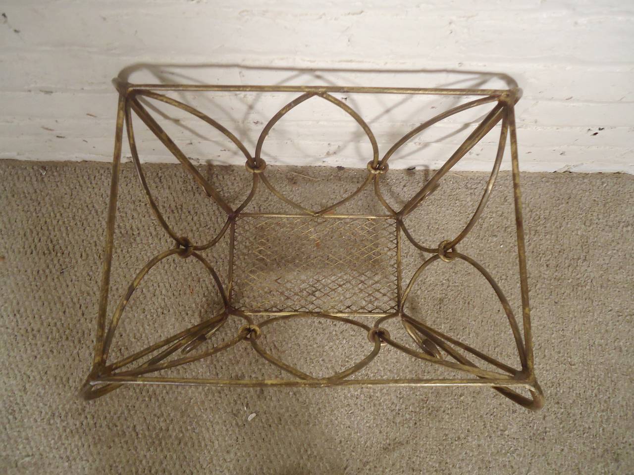 Mid-Century Modern Hollywood Regency Style Wrought Iron Basket For Sale