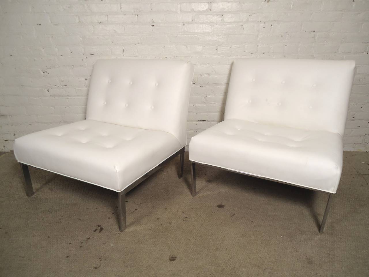 20th Century Recovered Milo Baughman Style Slipper Chairs For Sale