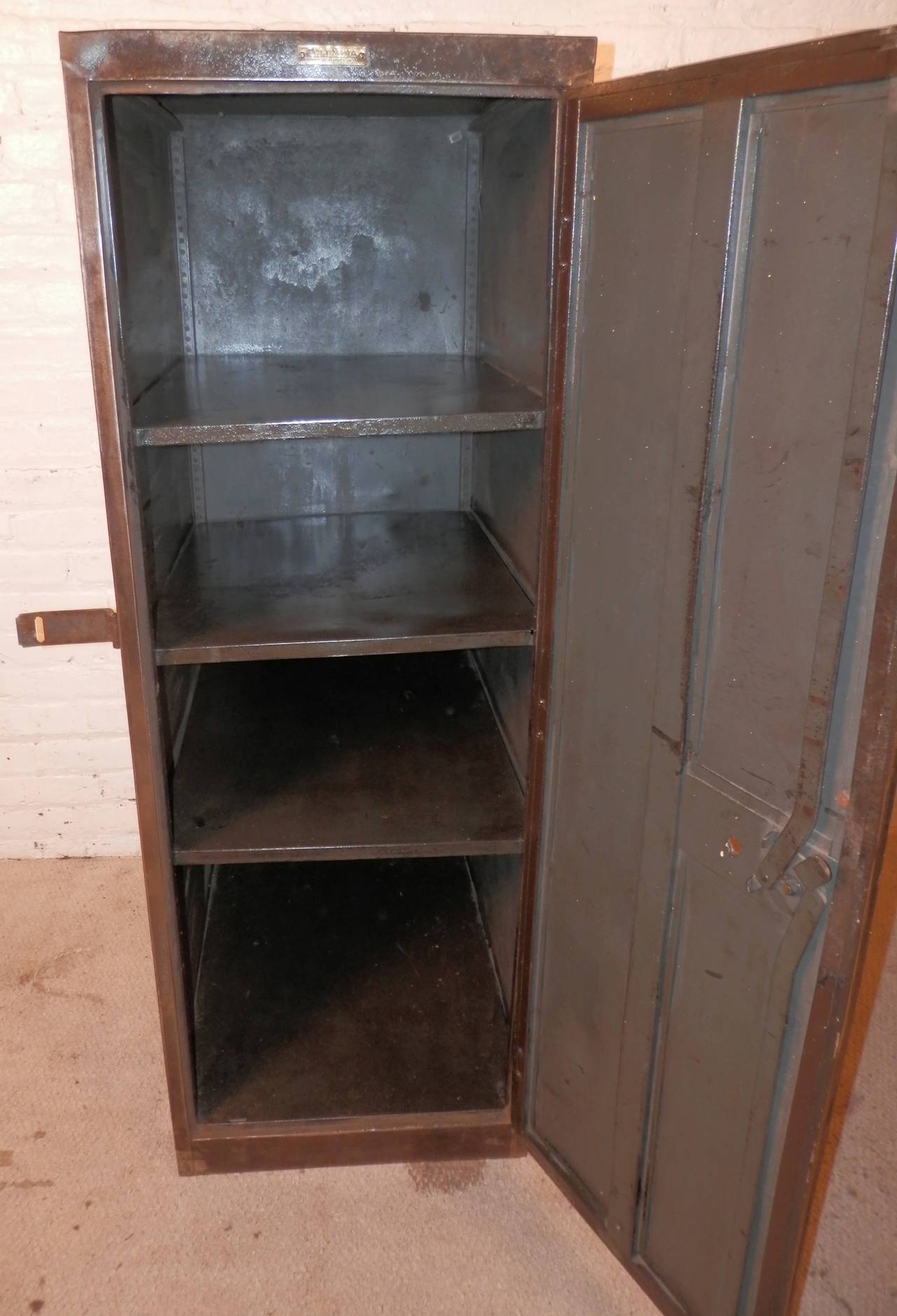 Large Industrial Metal Cabinet by Columbia Steel In Distressed Condition In Brooklyn, NY