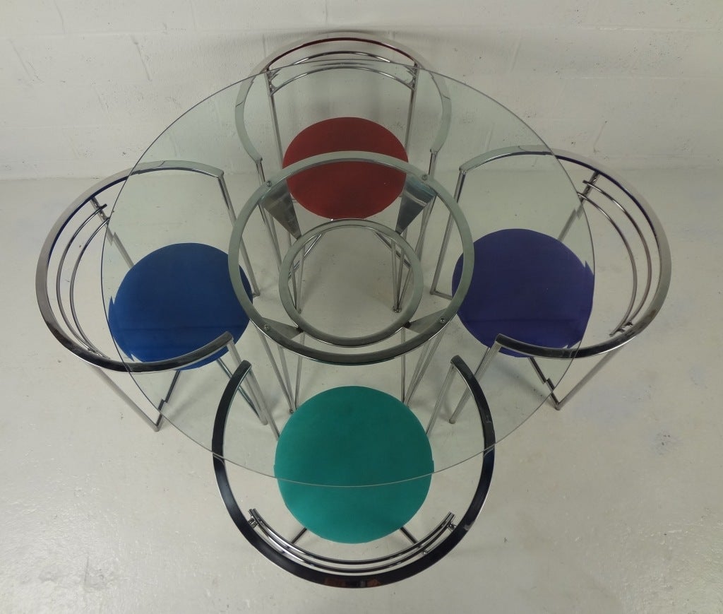 1970s chrome and glass dining table