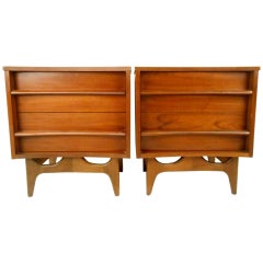 Pair of Mid-Century Modern Walnut Nightstands