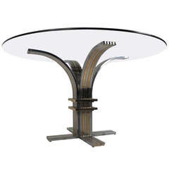 Sculptural Brass 
Chrome Dining Table