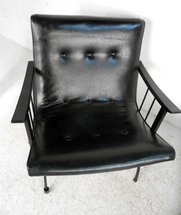 Pair Mid Century Modern American Vinyl Armchairs at 1stdibs