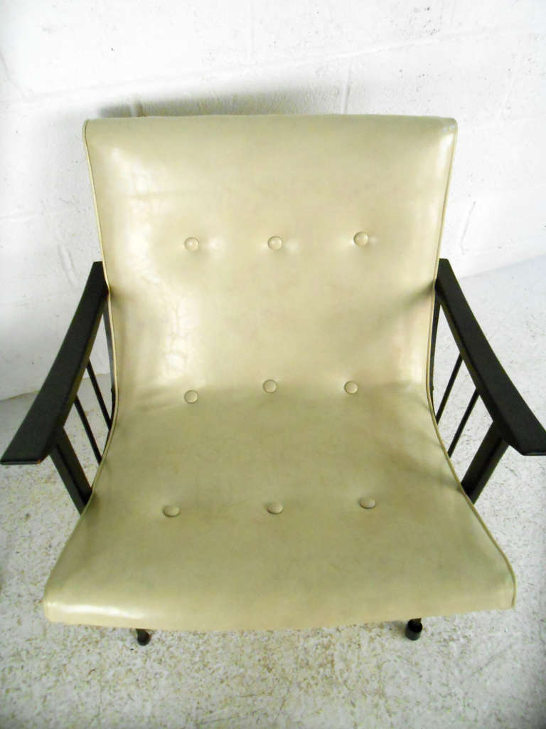 Pair Mid Century Modern American Vinyl Armchairs at 1stdibs