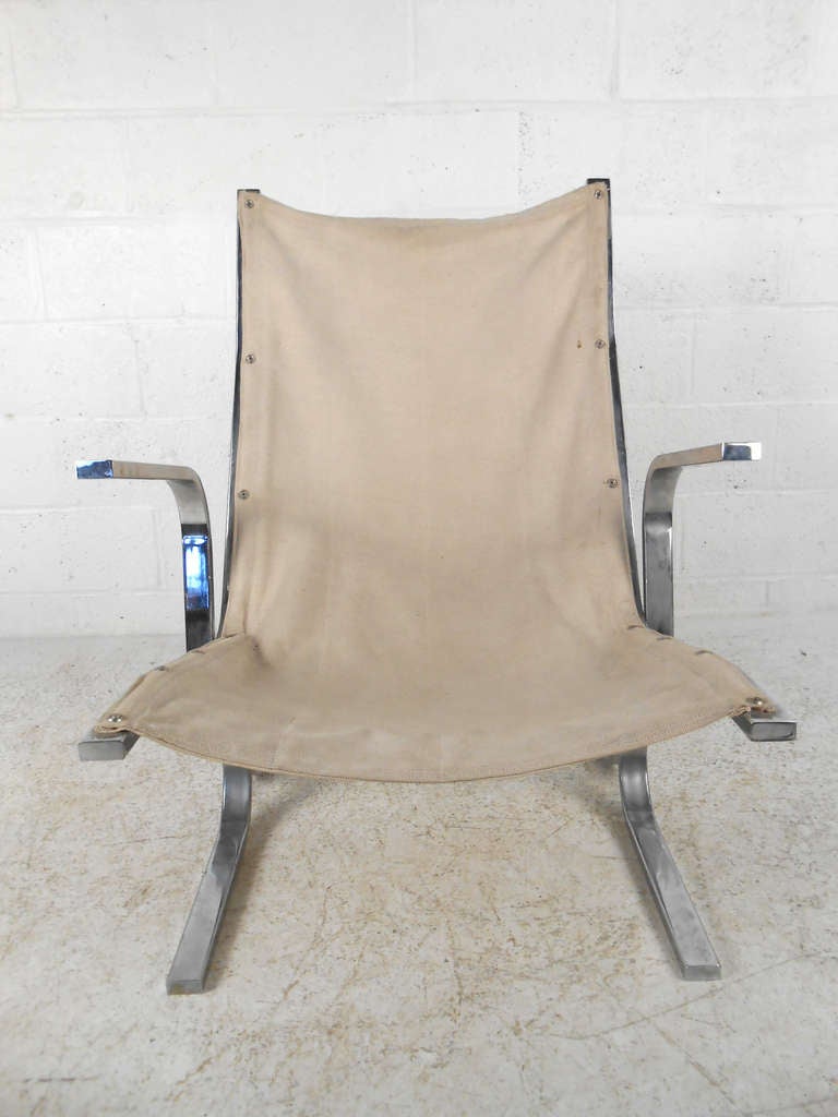 Unknown Ingmar Relling Style Sling Lounge Chair and Ottoman
