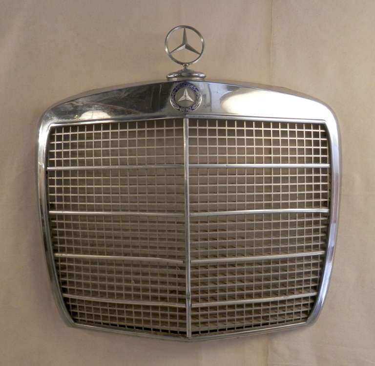 Chrome grill of a Mercedes-Benz from the 1950's, with classic hood ornament. Makes a great piece of memorabilia art for home, office or garage!

(Please confirm item location - NY or NJ - with dealer)