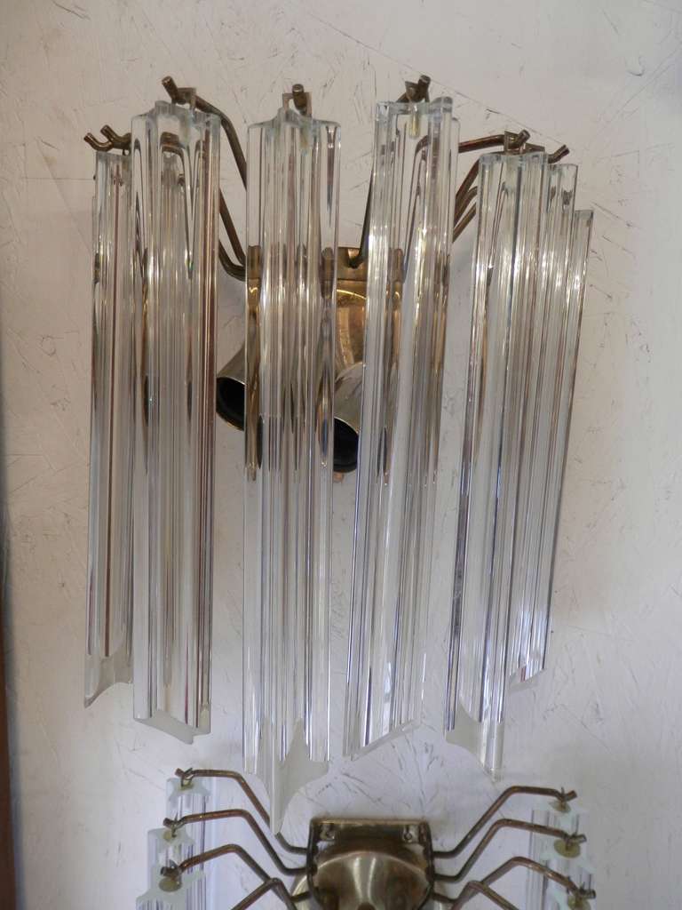 American Hanging Sconces w/ Cut Prism Glass