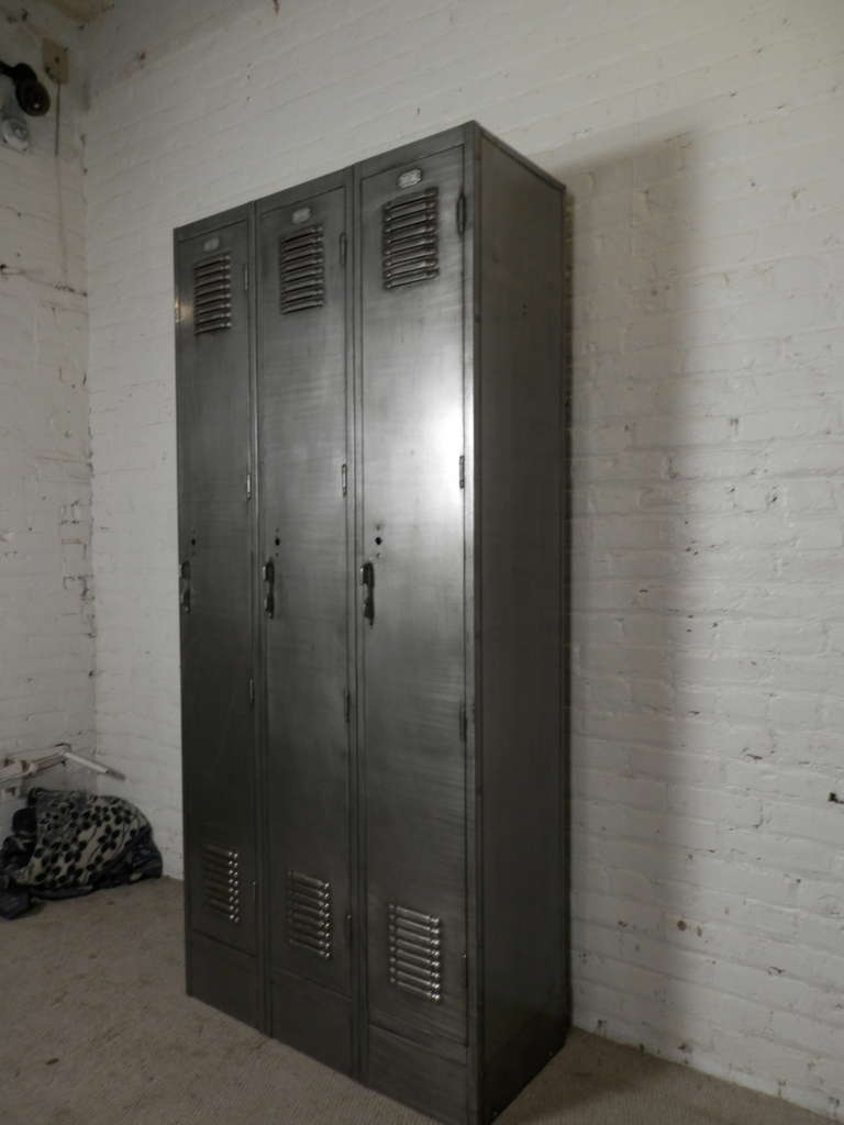 Industrial Tall Set Of Vintage Mid-Century Factory Lockers