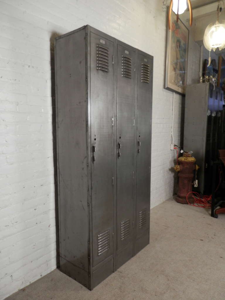 Tall Set Of Vintage Mid-Century Factory Lockers 1