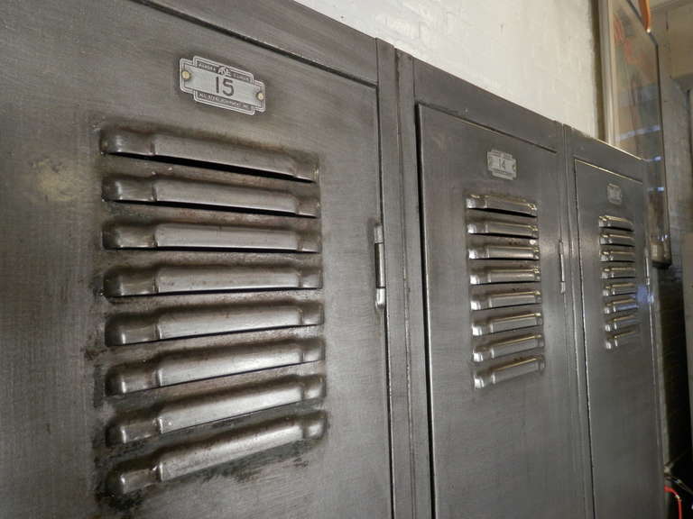 American Tall Set Of Vintage Mid-Century Factory Lockers