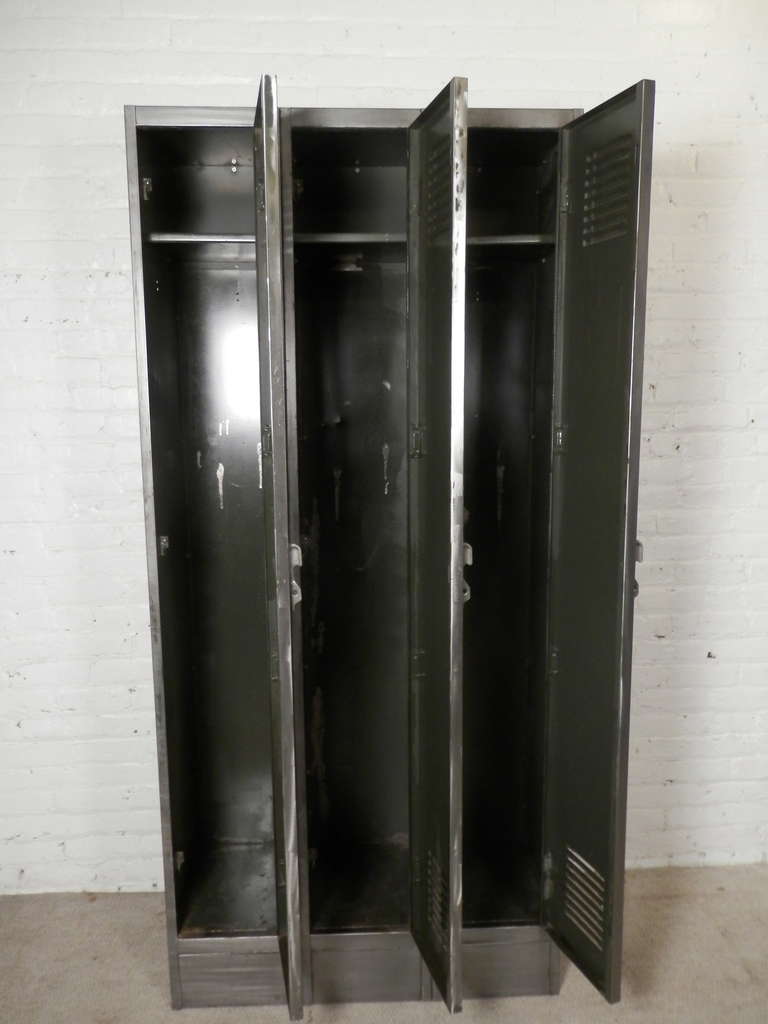 Mid-20th Century Tall Set Of Vintage Mid-Century Factory Lockers