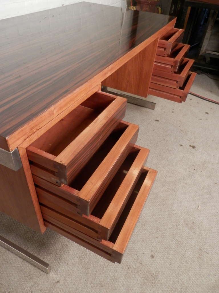 Exceptional Mid-Century Modern Rosewood & Teak Executive Desk 1